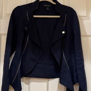 INC International Concepts Women's Dark Blue linen jacket w trendy details